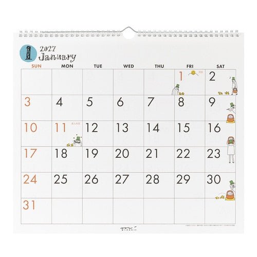 Ojisan Wall Calendar 2027 / MIDORI - bungu