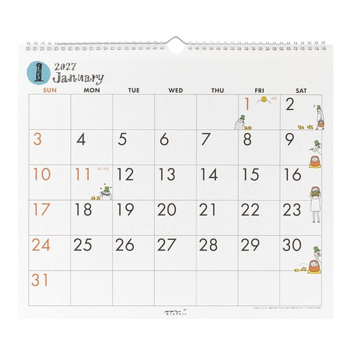 Ojisan Wall Calendar 2027 / MIDORI