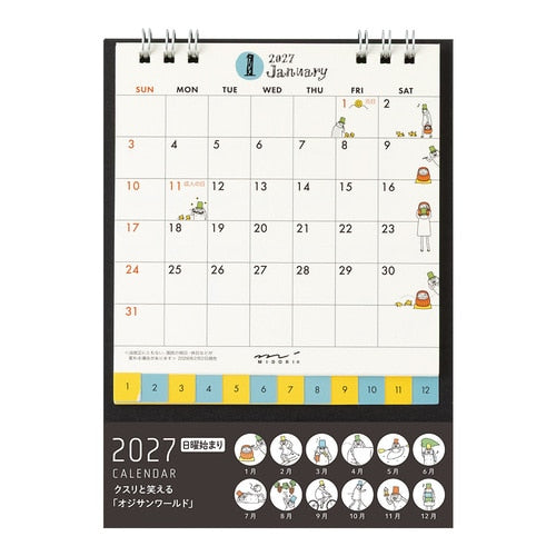 Ojisan Ring Desk Calendar 2027 / MIDORI