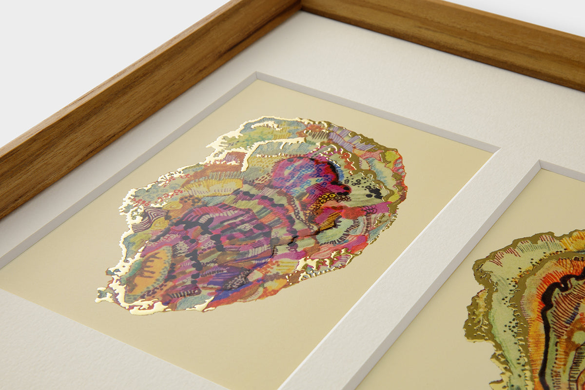 [Limited] Art Touch Yuko Kurihara A3 Art Poster with Teak Frame / TOUCH & FLOW