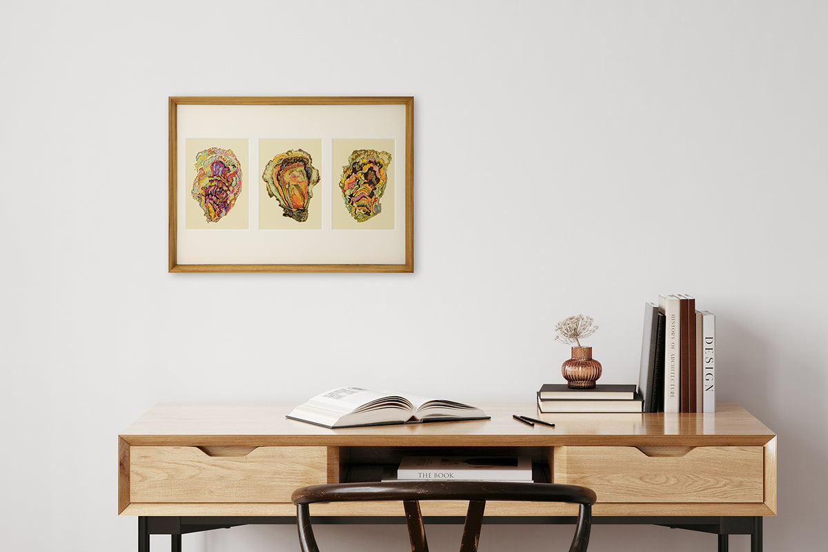 [Limited] Art Touch Yuko Kurihara A3 Art Poster with Teak Frame / TOUCH & FLOW
