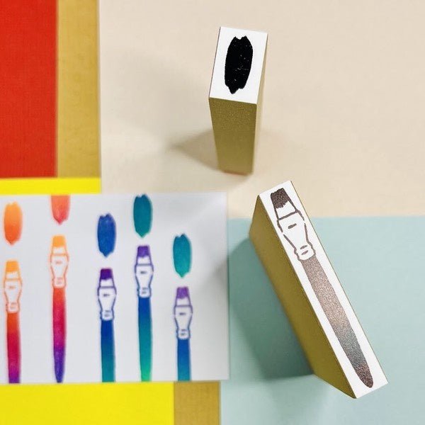 Paintbrush and Paint Tube Wood Stamp Set / Morita Inbou - bungu