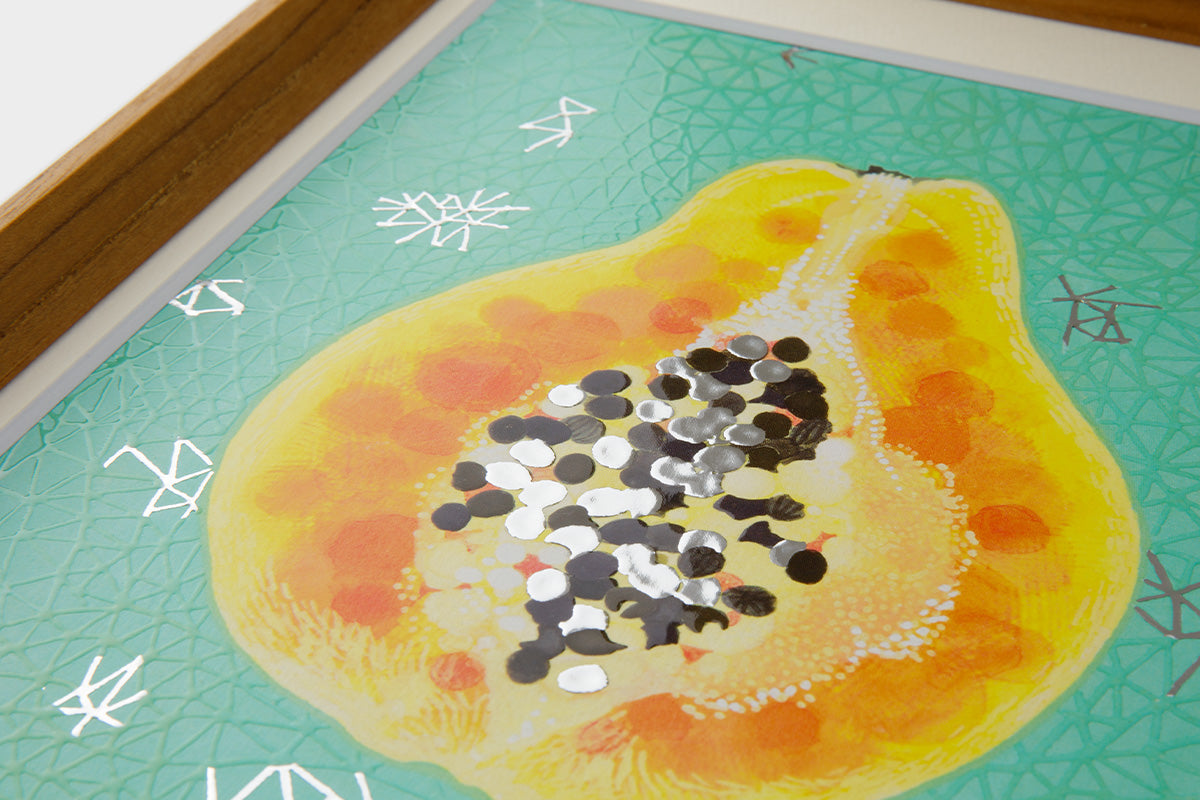 [Limited] Art Touch Yuko Kurihara A4 Art Poster with Teak Frame / TOUCH & FLOW