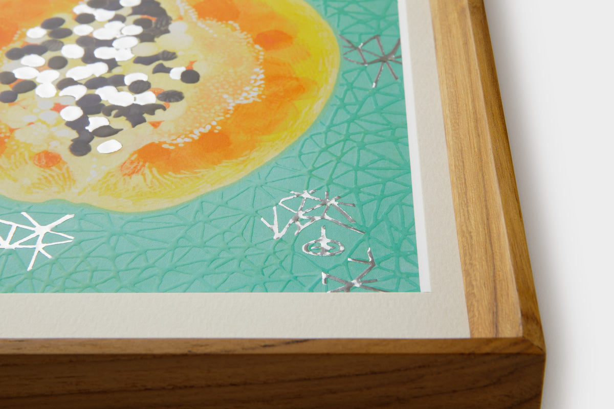 [Limited] Art Touch Yuko Kurihara A4 Art Poster with Teak Frame / TOUCH & FLOW