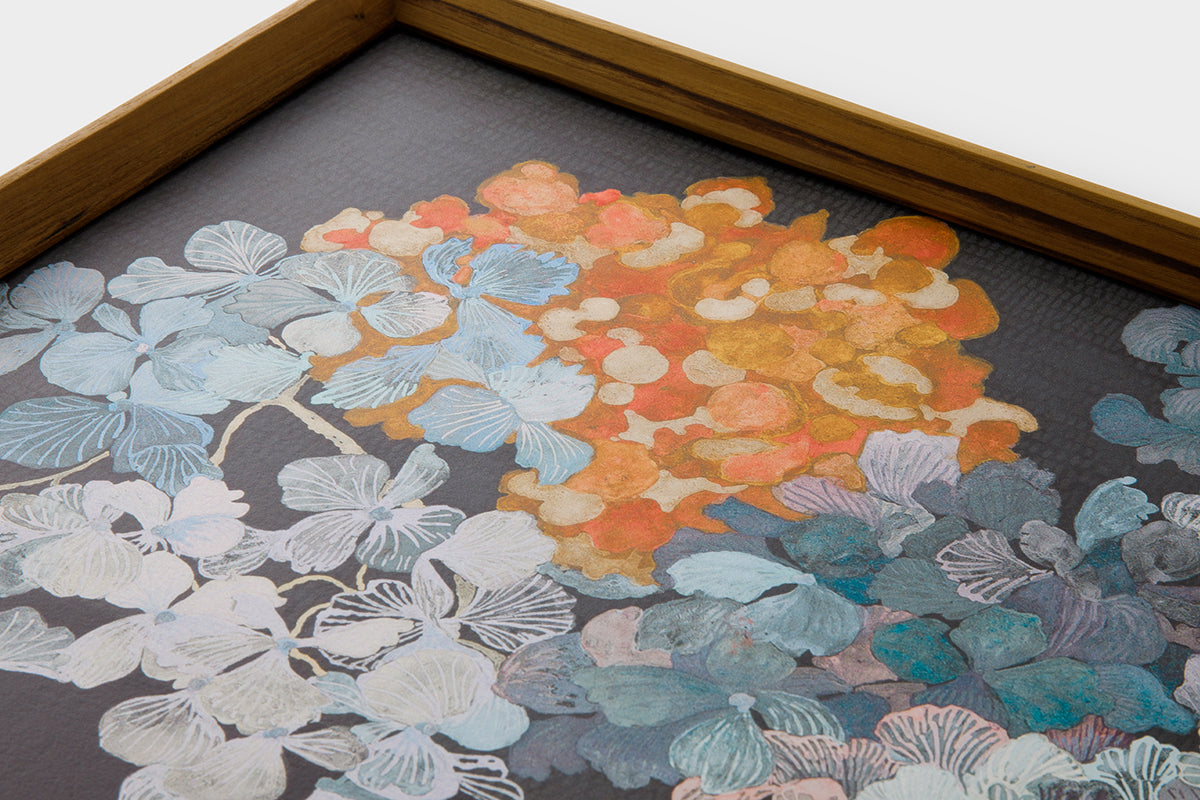 [Limited] Art Touch Yuko Kurihara Art Poster with Teak Frame / TOUCH & FLOW