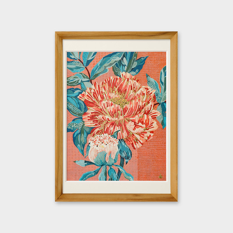 [Limited] Art Touch Yuko Kurihara A4 Art Poster with Teak Frame / TOUCH & FLOW