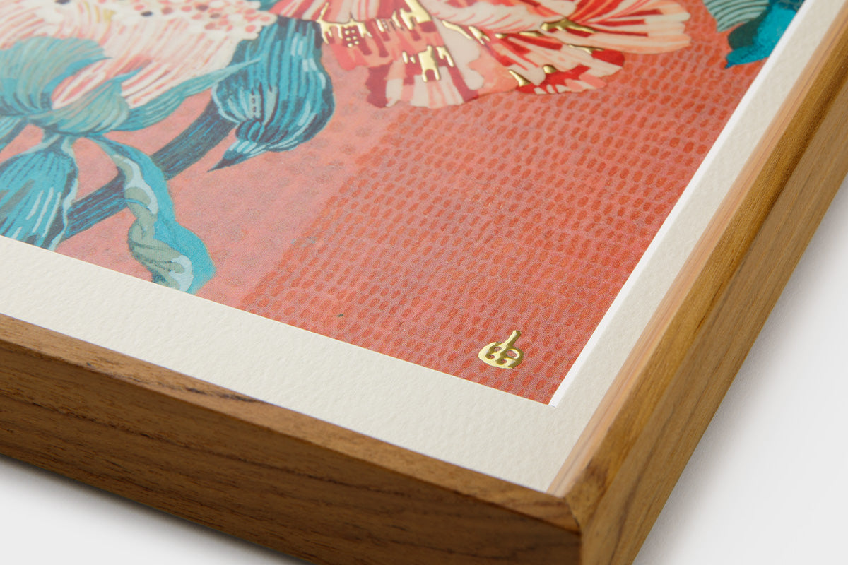 [Limited] Art Touch Yuko Kurihara A4 Art Poster with Teak Frame / TOUCH & FLOW