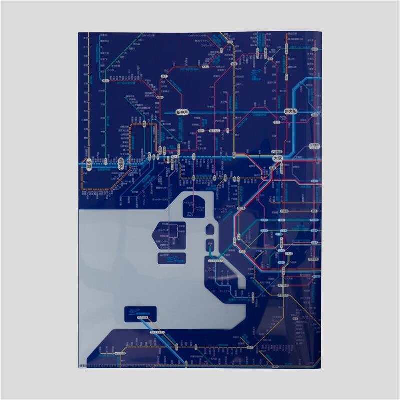 Railway Route Map Clear File Kansai Japanese Blue / Tokyo Cartographic - bungu