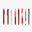 Red Ink Pen Sampler Pack of 8 - bungu