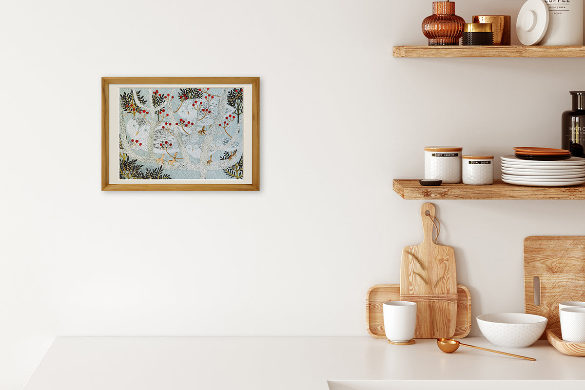 [Limited] Art Touch Kazuko Furuta A4 Art Poster with Teak Frame / TOUCH & FLOW