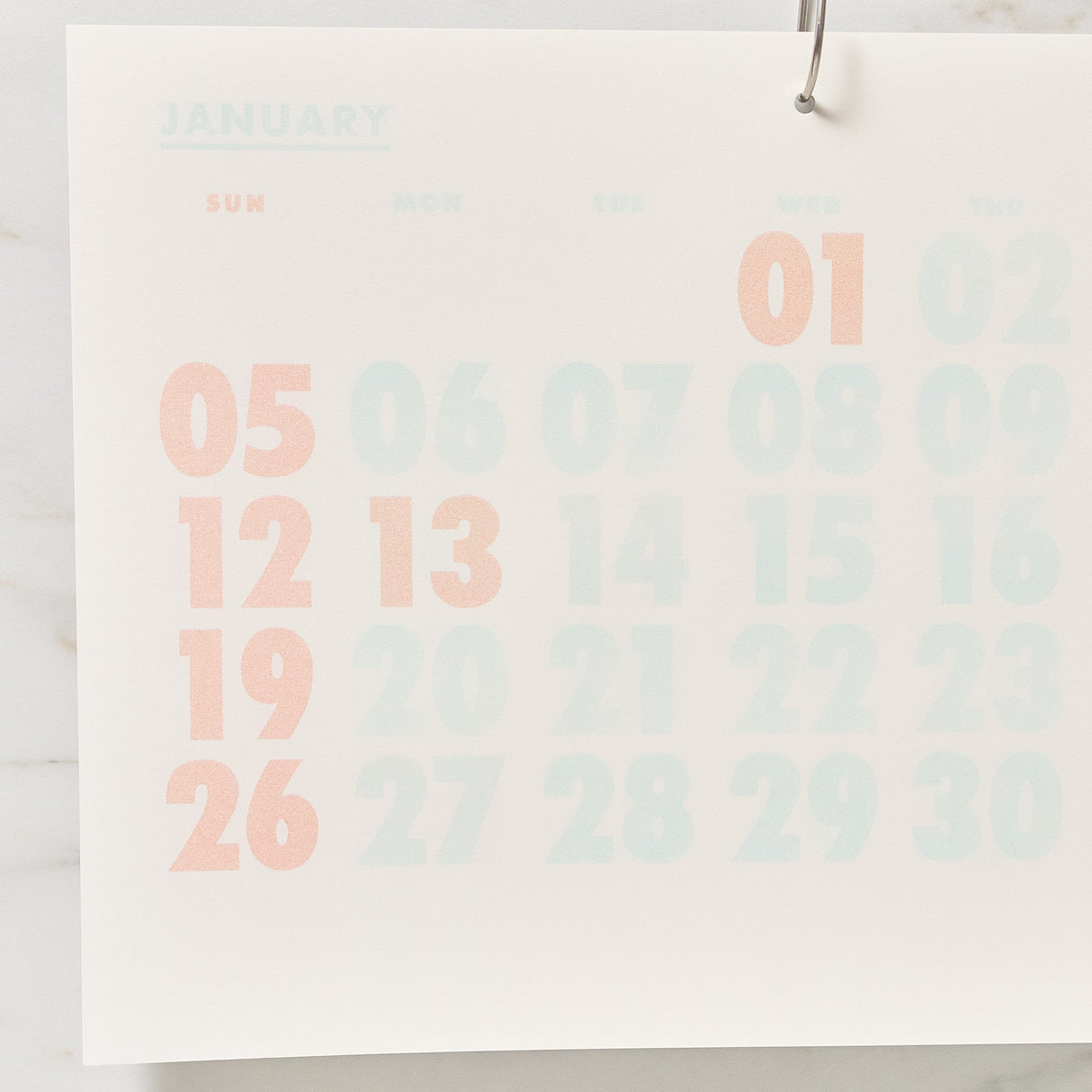 Risograph Wall Calendar 2025 / Letterpress Letters - bungu