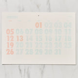 Risograph Wall Calendar 2025 / Letterpress Letters - bungu