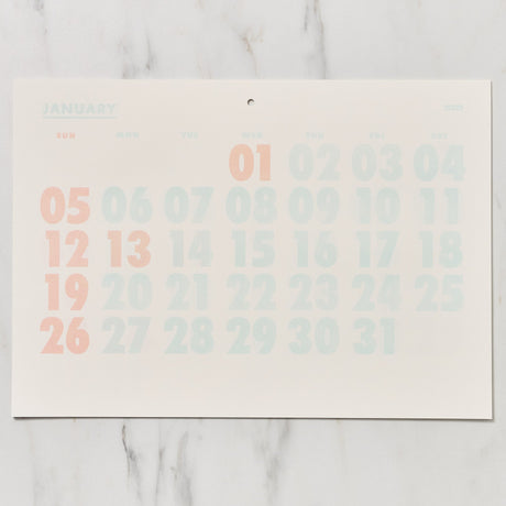 Risograph Wall Calendar 2025 / Letterpress Letters - bungu