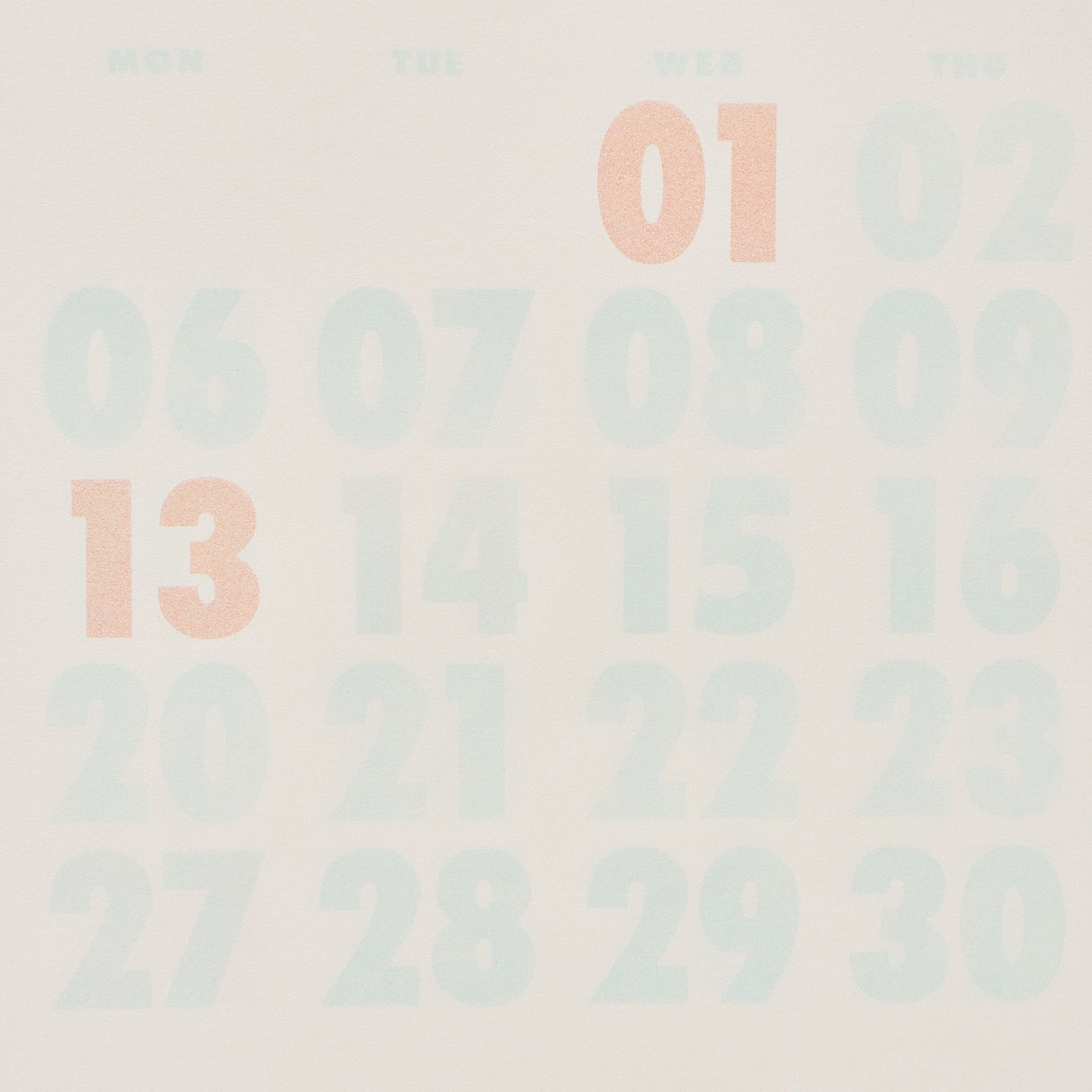 Risograph Wall Calendar 2025 / Letterpress Letters - bungu