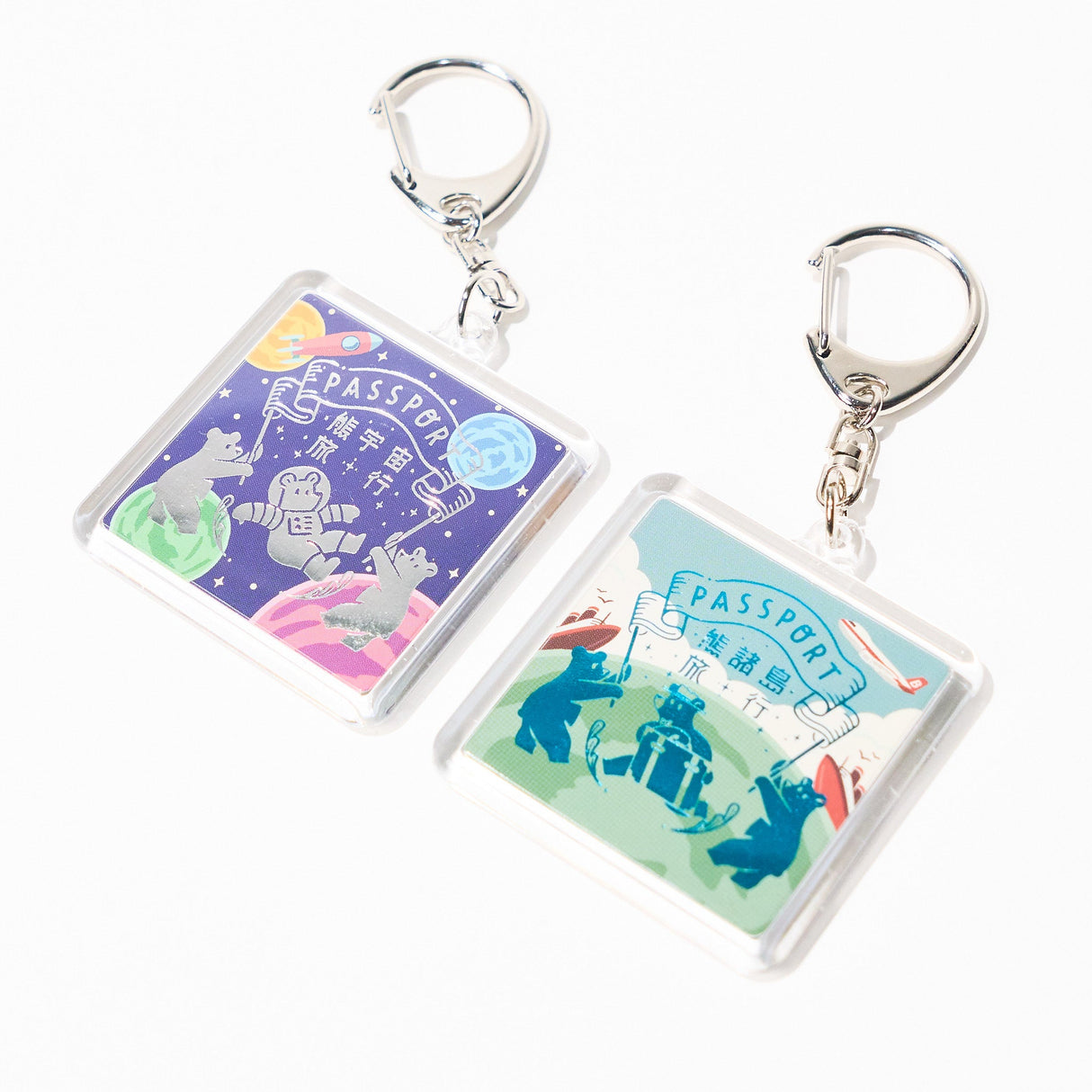 ROKKAKU x ob1toy Travel Bear Foil - Stamped Acrylic Key Chain / ROKKAKU - bungu