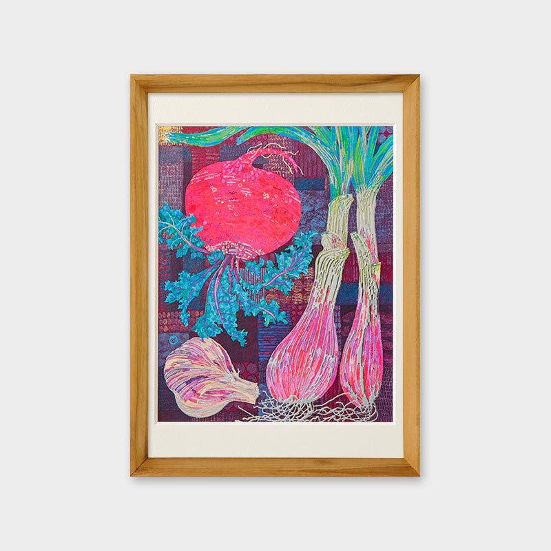 [Limited] Art Touch Yuko Kurihara A4 Art Poster with Teak Frame / TOUCH & FLOW