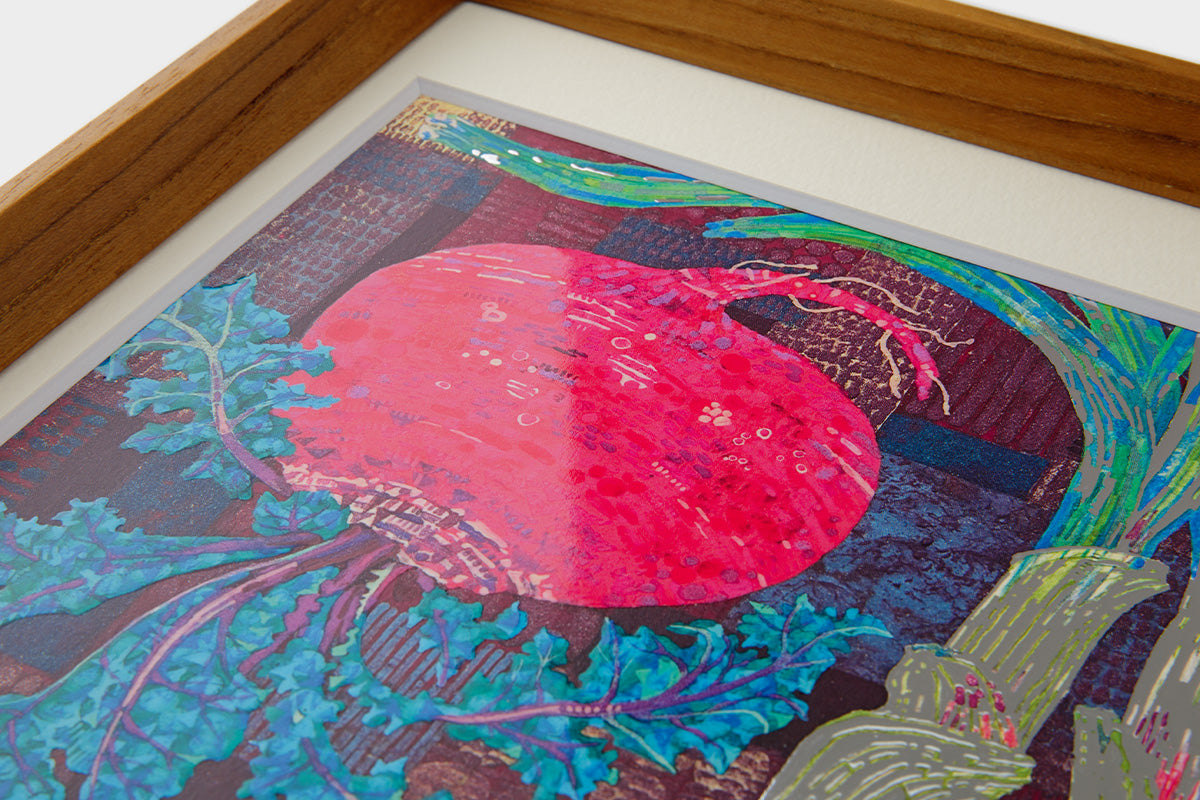 [Limited] Art Touch Yuko Kurihara A4 Art Poster with Teak Frame / TOUCH & FLOW