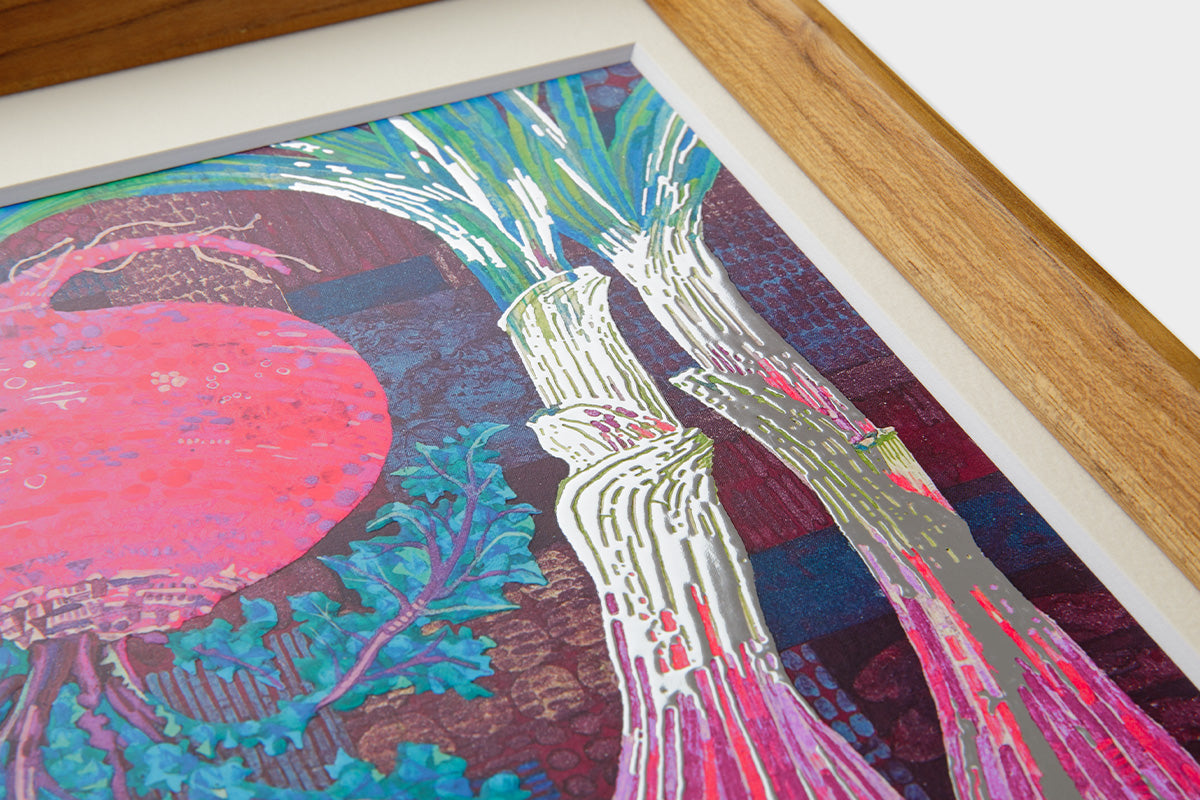 [Limited] Art Touch Yuko Kurihara A4 Art Poster with Teak Frame / TOUCH & FLOW