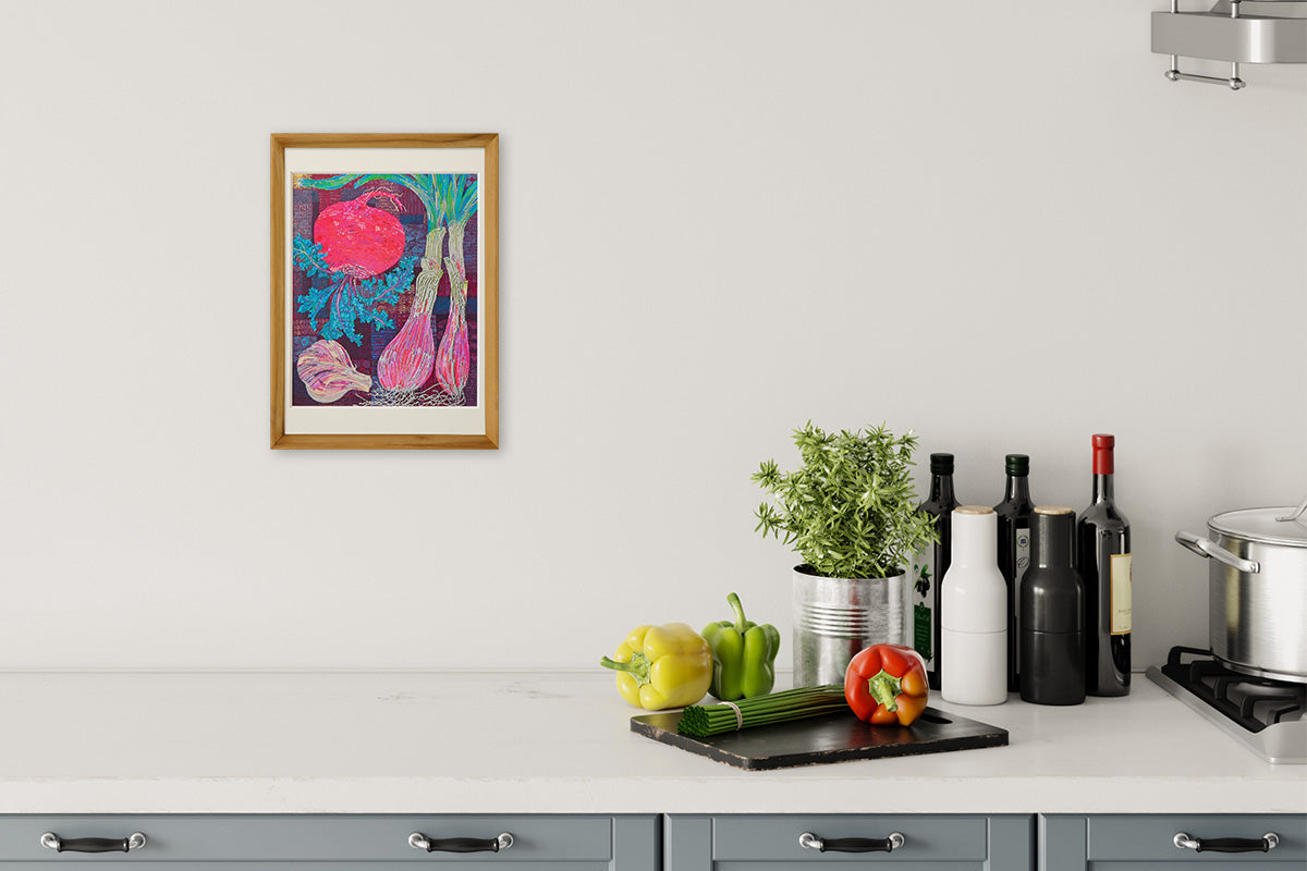[Limited] Art Touch Yuko Kurihara A4 Art Poster with Teak Frame / TOUCH & FLOW