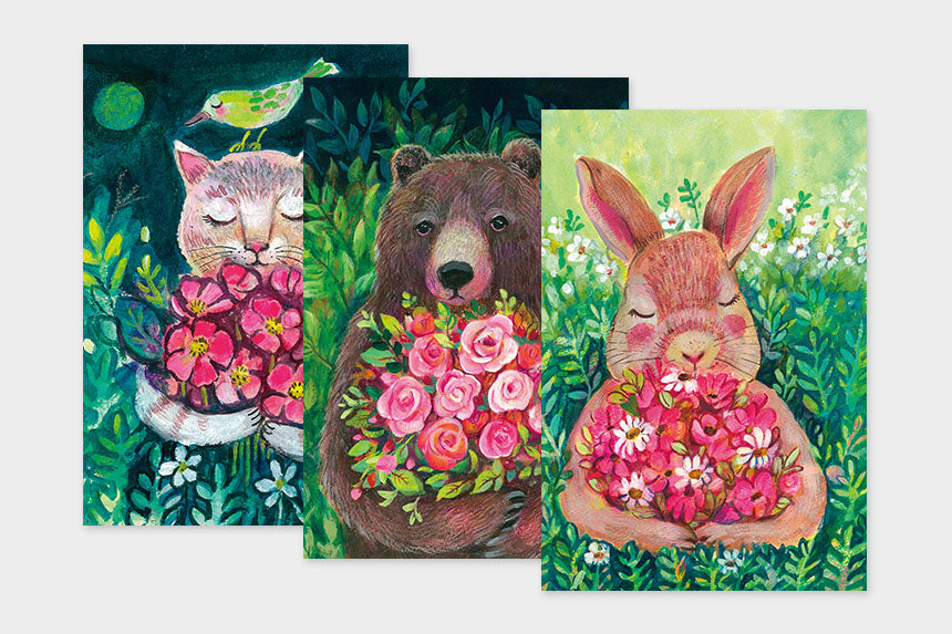 Art Touch Rumi Kawagoe Floral Pattern Postcards / TOUCH & FLOW