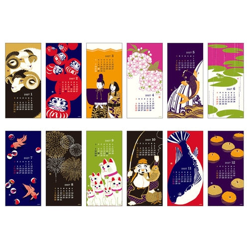 Seasonal Scenery Echizen Washi Paper Wall Calendar 2027 / MIDORI