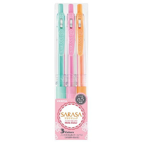 Sarasa Clip Gel Pen 0.5mm Milk 3 - Color Set / Zebra - bungu
