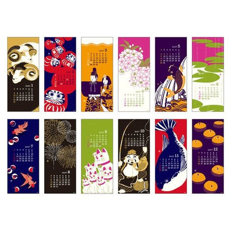 Seasonal Scenery Echizen Washi Paper Wall Calendar 2027 / MIDORI - bungu
