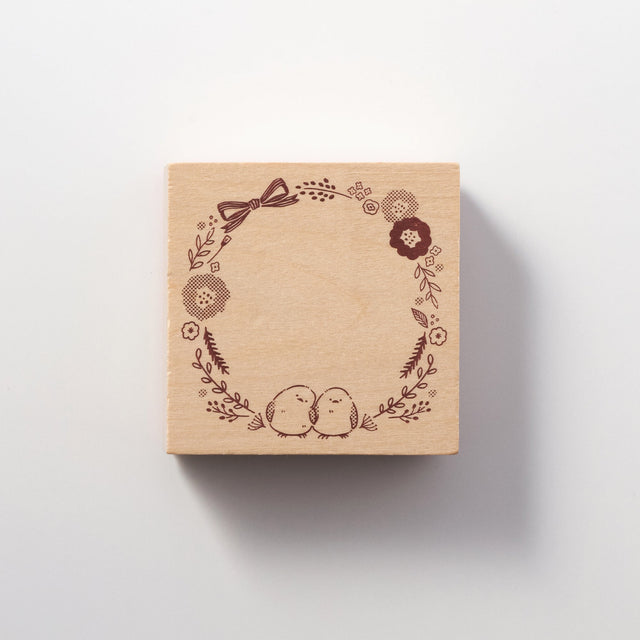 Shimaenaga Irodori Wooden Rubber Stamp Wreath / BEVERLY - bungu