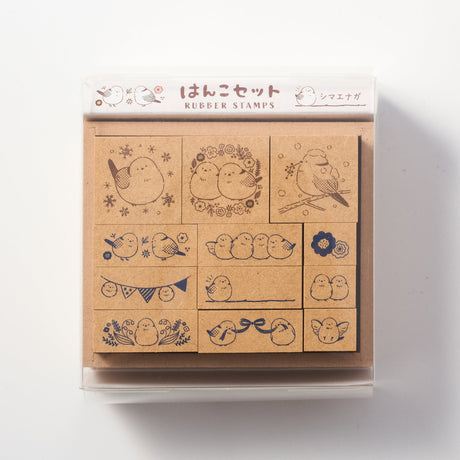 Shimaenaga Wooden Rubber Stamp Set / BEVERLY - bungu