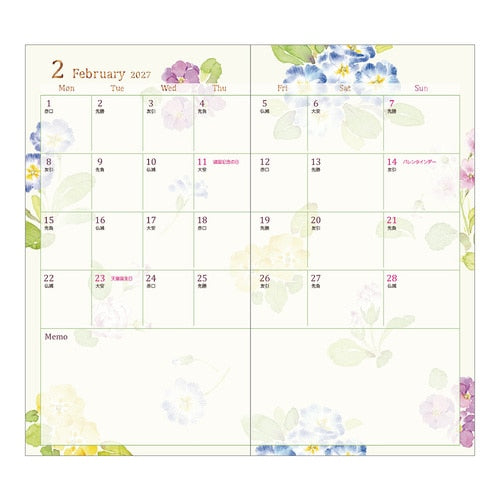 Country Time Floral Pocket Diary 2027 / MIDORI