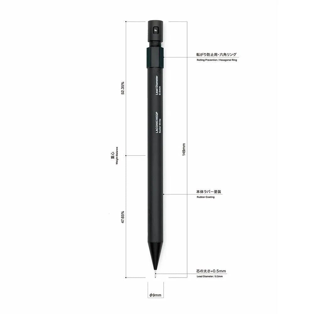 Solid Write Sharp Pencil 0.5mm Black Metal Mechanical | LACONIC