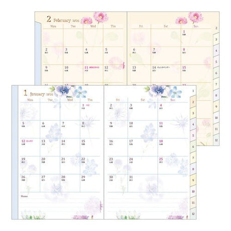 Takako Kuroiwa Country Time Floral Print Pocket Diary 2026 / Midori DESIGNPHIL - bungu