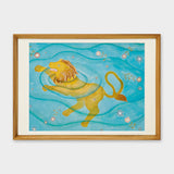 [Limited] Art Touch Kazuko Furuta A3 Art Poster with Teak Frame / TOUCH & FLOW