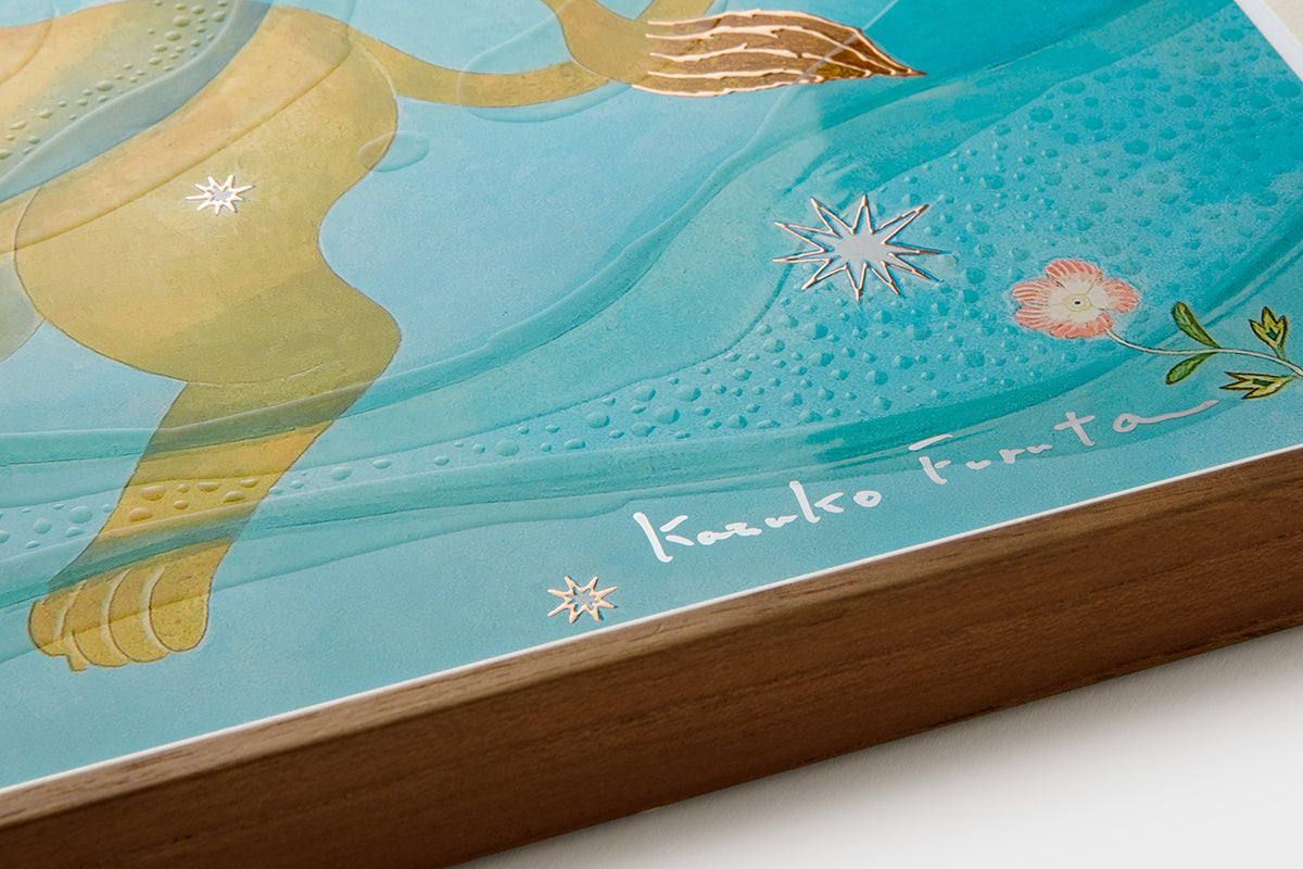 [Limited] Art Touch Kazuko Furuta A3 Art Poster with Teak Frame / TOUCH & FLOW