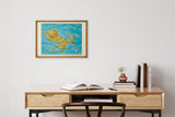 [Limited] Art Touch Kazuko Furuta A3 Art Poster with Teak Frame / TOUCH & FLOW