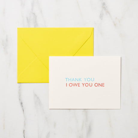 "Thank You I Owe You One" Greeting Cards / Letterpress Letters - bungu