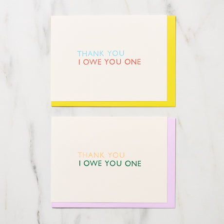 "Thank You I Owe You One" Greeting Cards / Letterpress Letters - bungu