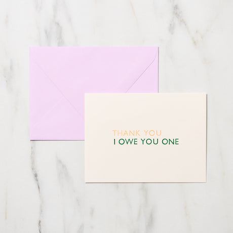 "Thank You I Owe You One" Greeting Cards / Letterpress Letters - bungu