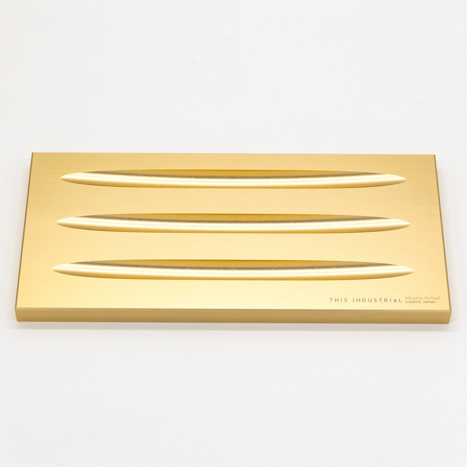 THIS INDUSTRIAL Attractive PenTray2 3 - Slot Aluminum Pen Tray / Luddite - bungu