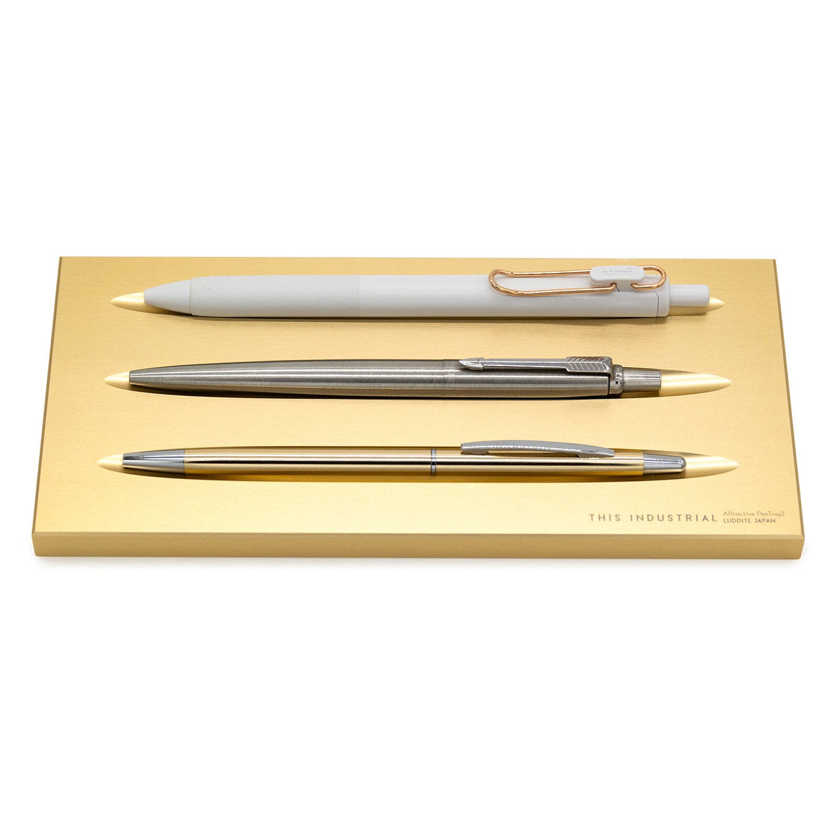 THIS INDUSTRIAL Attractive PenTray2 3 - Slot Aluminum Pen Tray / Luddite - bungu