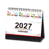 Three Month Desk Calendar with Color Line Memo 2027 / Shin Nihon Calendar - bungu