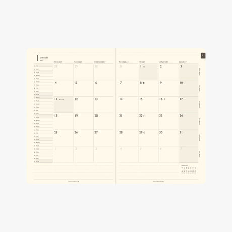 TODAY B6 Monthly Block and Memo Planner 2027 / TOUCH & FLOW - bungu