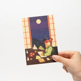 "Tsukimi Tunes" Washi Postcard by Angelyn / Bungu - bungu