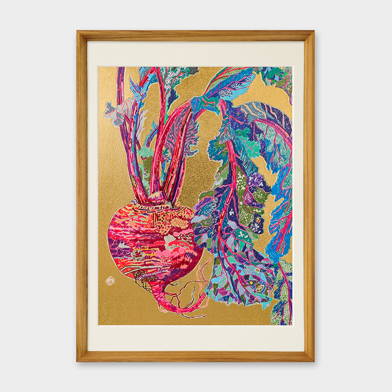 [Limited] Art Touch Yuko Kurihara A3 Art Poster with Teak Frame / TOUCH & FLOW