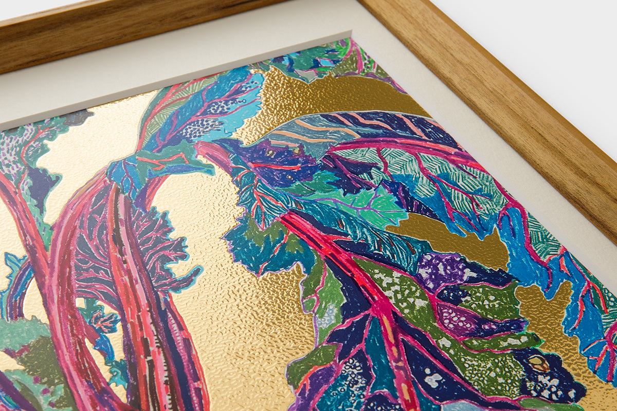 [Limited] Art Touch Yuko Kurihara A3 Art Poster with Teak Frame / TOUCH & FLOW