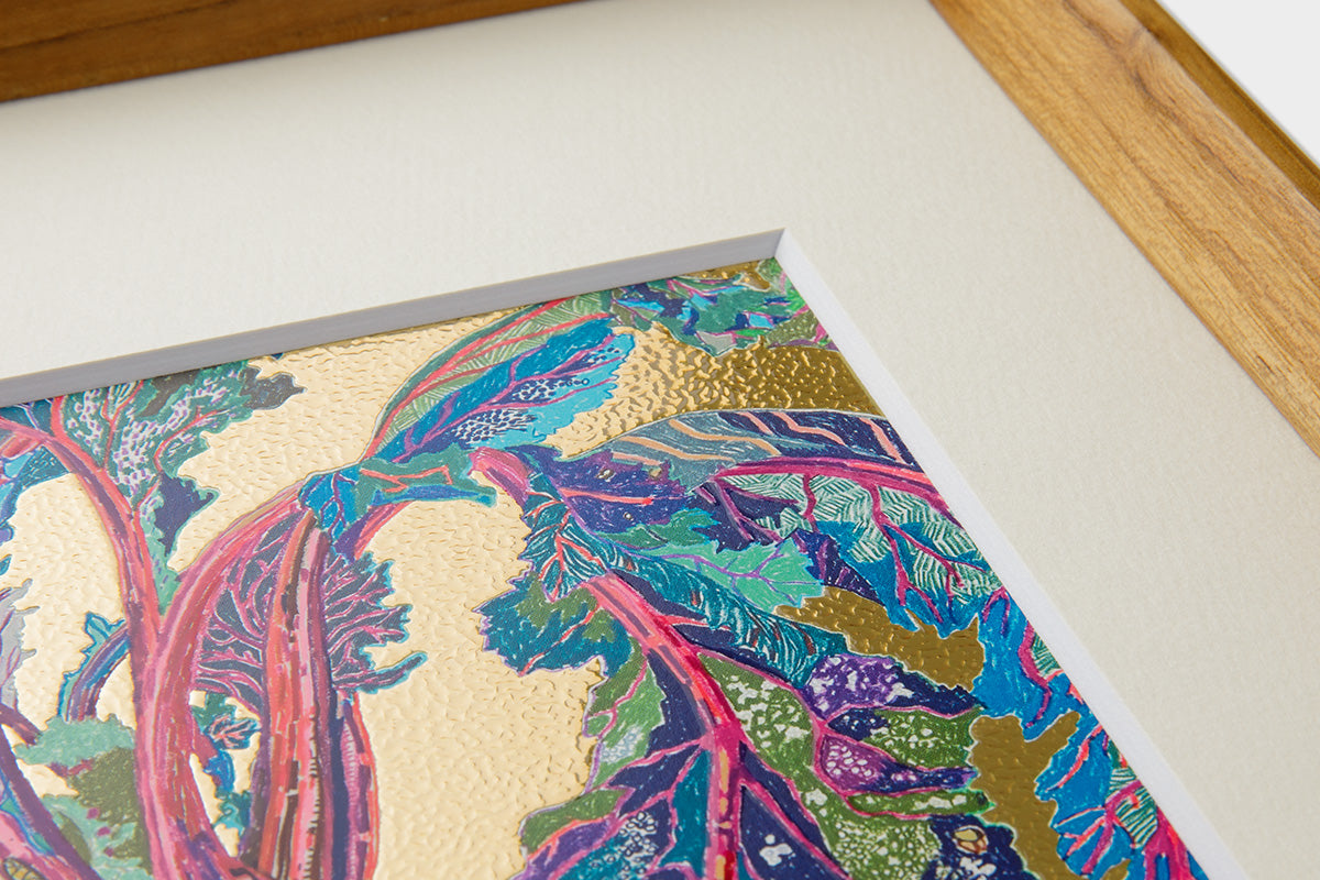 [Limited] Art Touch Yuko Kurihara A4 Art Poster with Teak Frame / TOUCH & FLOW