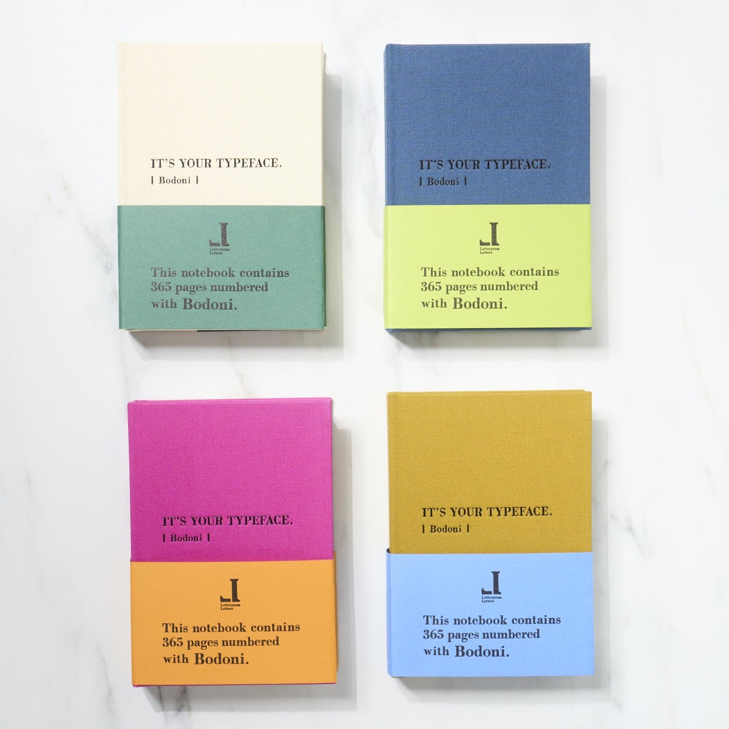 TYPEFACE NOTEBOOK A6 Size 365 Page Notebook - Bodoni / Letterpress Letters - bungu