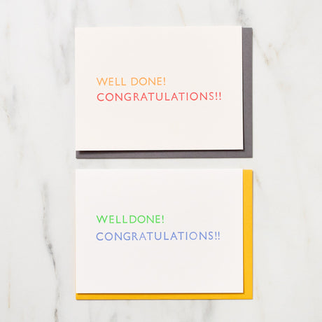 "Well Done! Congratulations!!" Greeting Cards / Letterpress Letters - bungu