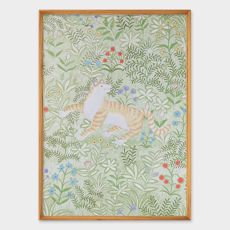 [Limited] Art Touch Kazuko Furuta Art Poster with Teak Frame / TOUCH & FLOW