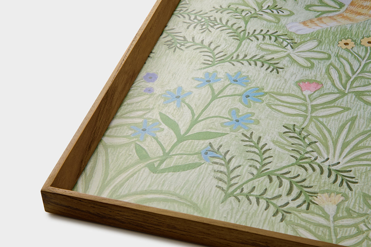 [Limited] Art Touch Kazuko Furuta Art Poster with Teak Frame / TOUCH & FLOW
